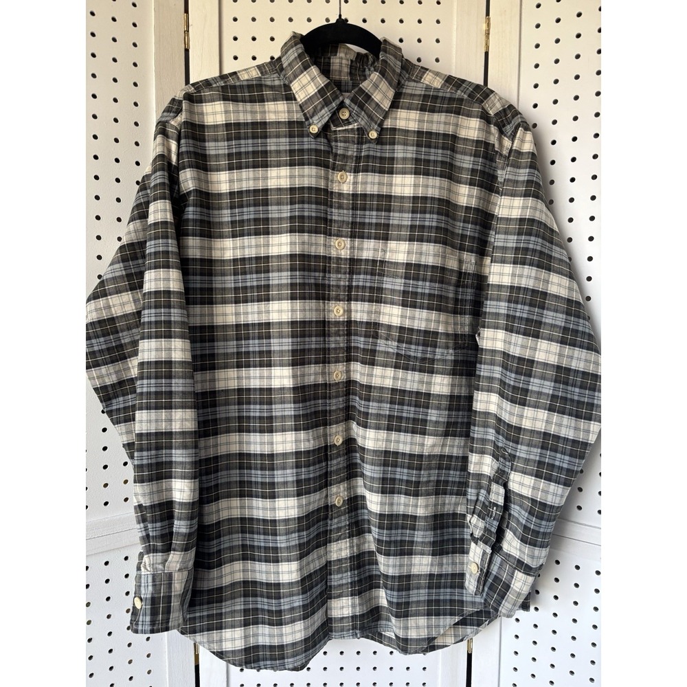 J.CREW‎ Shirt Men's L Oarsman Oar Tartan Plaid Cotton Button Down Cotton Green